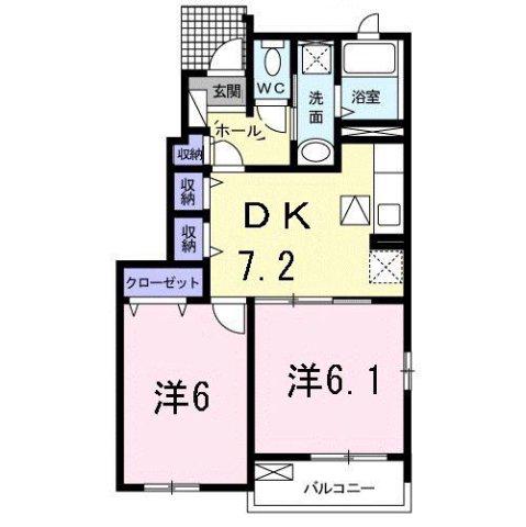 ブリーゼA(2DK/1階)の間取り写真