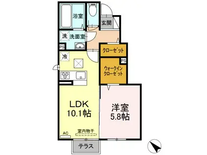 グランアルブル南町(1LDK/1階)の間取り写真
