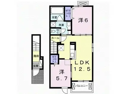 ベル・エトワール(2LDK/2階)の間取り写真