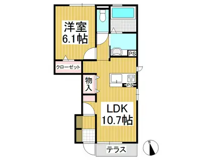 SOLEIL(1LDK/1階)の間取り写真