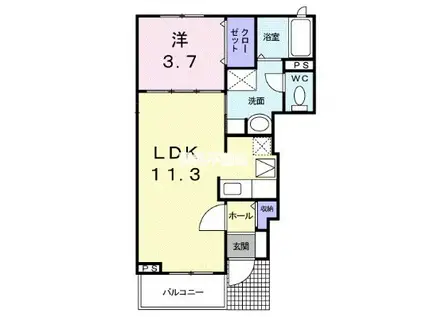 アイル中野江古田の森公園(1LDK/4階)の間取り写真