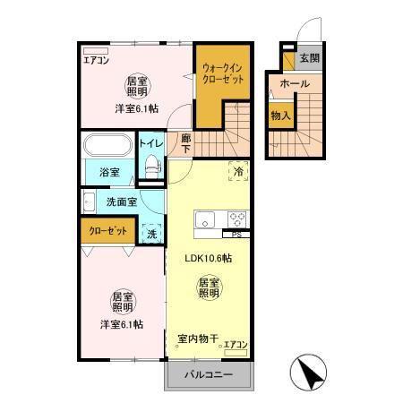 アルストロメリア(2LDK/2階)の間取り写真