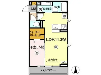 ピエドリオ(1LDK/2階)の間取り写真