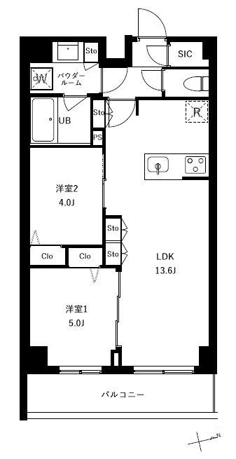 アーバンパーク船堀II(2LDK/3階)の間取り写真