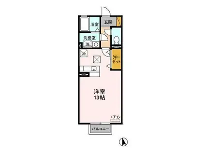 コンフォート多賀K・M(ワンルーム/1階)の間取り写真