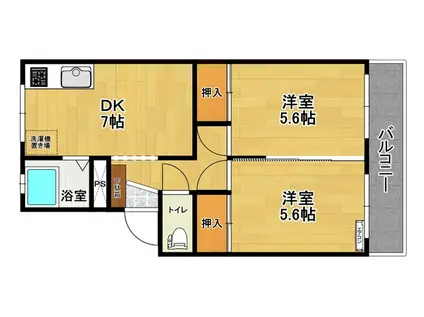 MARUCO香久池(2DK/2階)の間取り写真