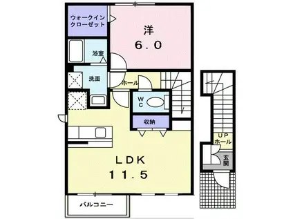 メゾン アムール(1LDK/2階)の間取り写真