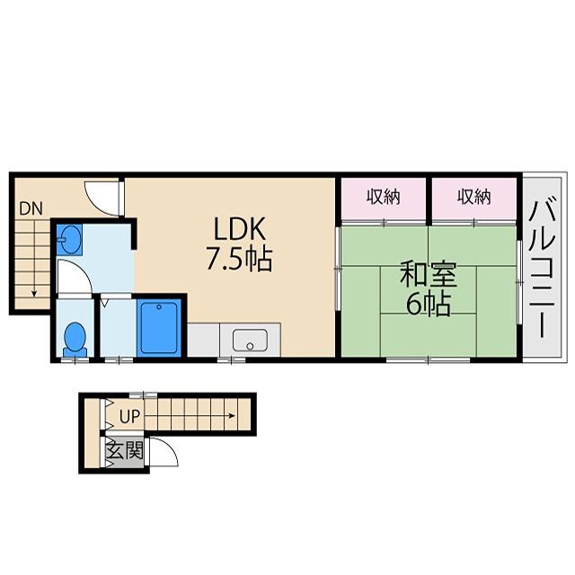 出口ハイツ(1LDK/3階)の間取り写真