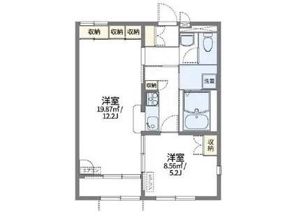 レオパレス瓦葺(1LDK/1階)の間取り写真