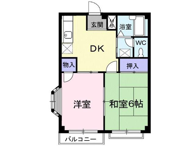 エルディム張替A(2DK/2階)の間取り写真