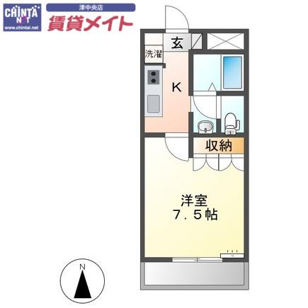 ギャルソニエール泉(1K/1階)の間取り写真