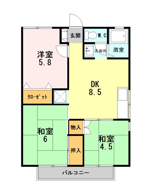 セジュール山崎B(3DK/2階)の間取り写真