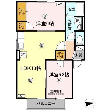のぎくA棟(2LDK/1階)の間取り写真