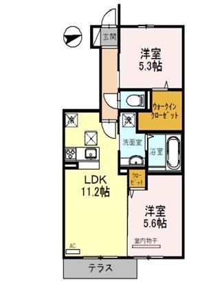 コットンハウス3(2LDK/1階)の間取り写真