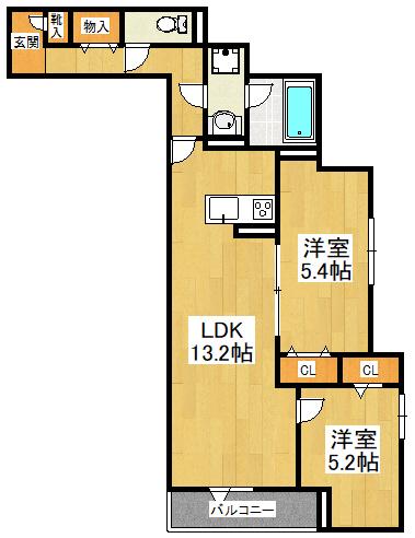 D-STELLA(2LDK/2階)の間取り写真