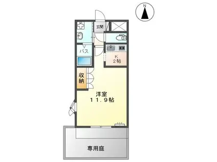 フィールハイムこうれいI(1K/1階)の間取り写真