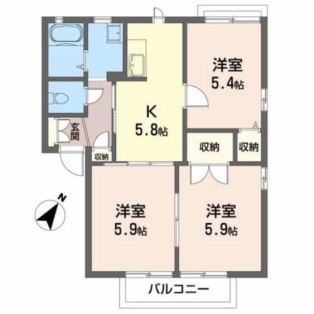 サニーコート参番館(3K/2階)の間取り写真