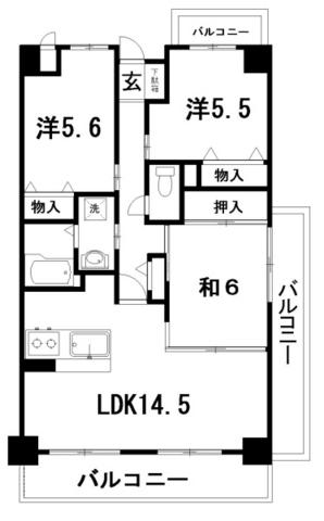 リヴィエール大高(3LDK/3階)の間取り写真