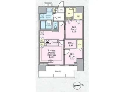 ラグゼナ八王子寺町(2SLDK/8階)の間取り写真