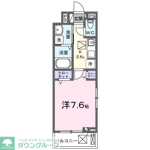 ヒカルサ坂戸(1K/1階)の間取り写真