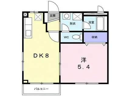 ヴェルジュU(1DK/1階)の間取り写真