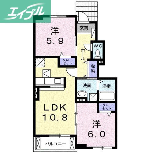 シェーネA(2LDK/1階)の間取り写真