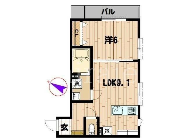 アルドゥール玉川学園(1LDK/3階)の間取り写真