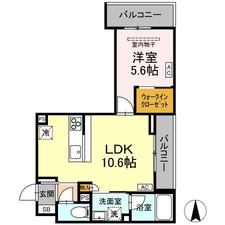 シャーメゾン大和東レジデンス(1LDK/3階)の間取り写真