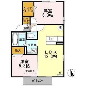 ディライトB(2LDK/2階)の間取り写真