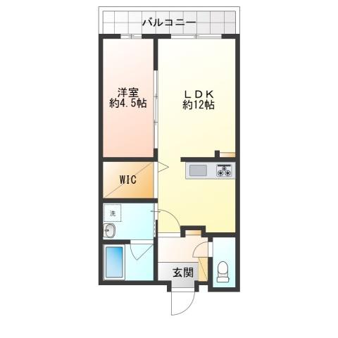 THE 1(1LDK/4階)の間取り写真