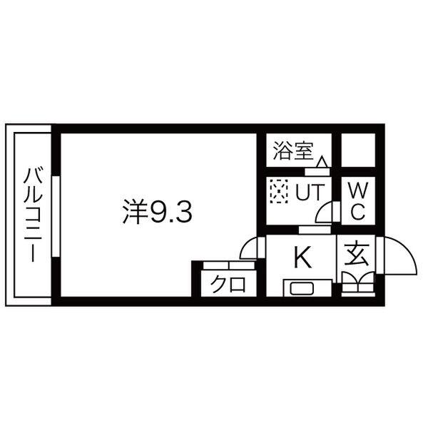 クオリティ21広畑(1K/4階)の間取り写真