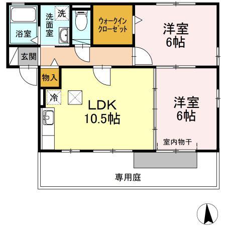 ポラリス Y・S A棟(2LDK/1階)の間取り写真