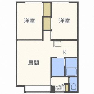 ブルーフォンス61(2LDK/2階)の間取り写真