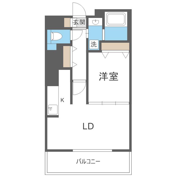 JP NOIE 円山表参道(1LDK/9階)の間取り写真