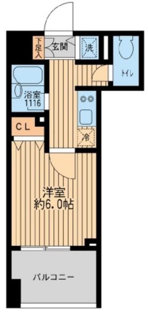 クリオ戸越銀座壱番館(1K/6階)の間取り写真