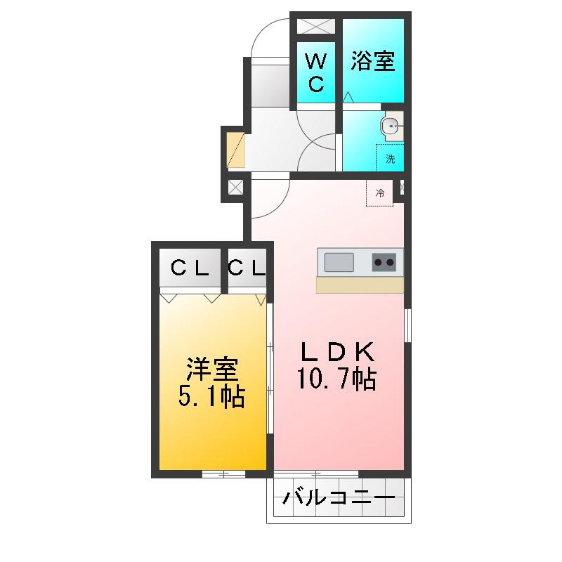 デュラカーサウーノ(1LDK/1階)の間取り写真