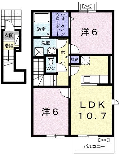 ルミエールコートI(2LDK/2階)の間取り写真