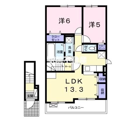 ベル リアン A(2LDK/2階)の間取り写真