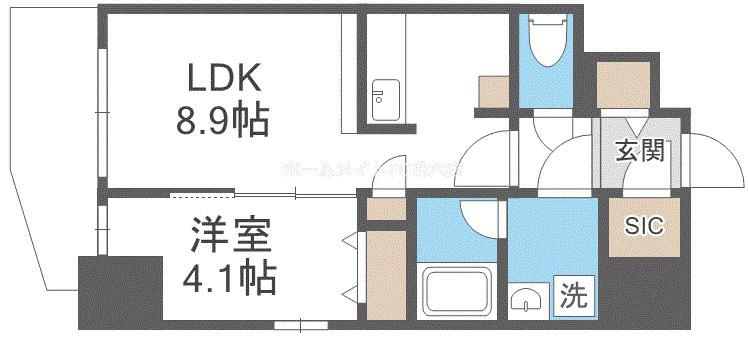 エスリードレジデンス大阪谷町ザ・マークス(1LDK/6階)の間取り写真