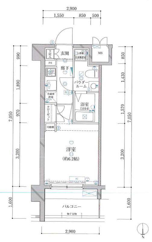 アルテシモ レガ(1K/6階)の間取り写真
