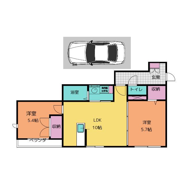イーリス デュ グレイス(2LDK/2階)の間取り写真