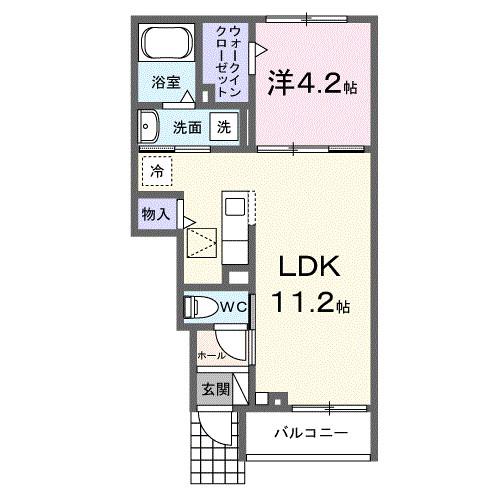 ヒカルサ藤枝茶町I(1LDK/1階)の間取り写真