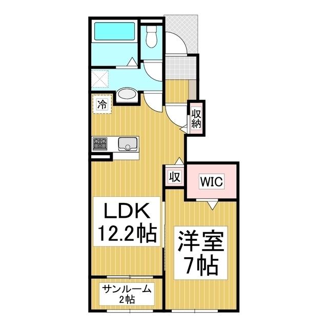 ちくま ルミエール(1LDK/1階)の間取り写真