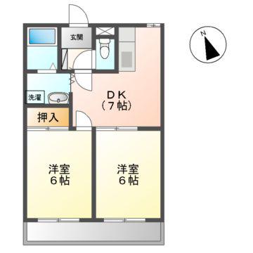 プレシャスII(2DK/1階)の間取り写真