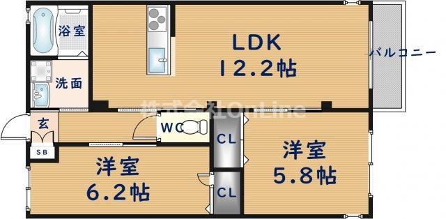 メゾンオーク(2LDK/1階)の間取り写真