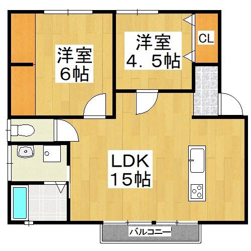 メゾン広谷3号棟(2LDK/2階)の間取り写真