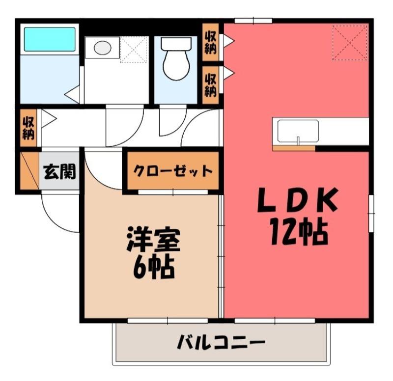 東武伊勢崎線 野州山辺駅 徒歩3分 2階建 築20年(1LDK/2階)の間取り写真