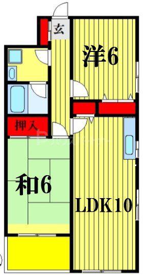 ネバーランド(2LDK/2階)の間取り写真