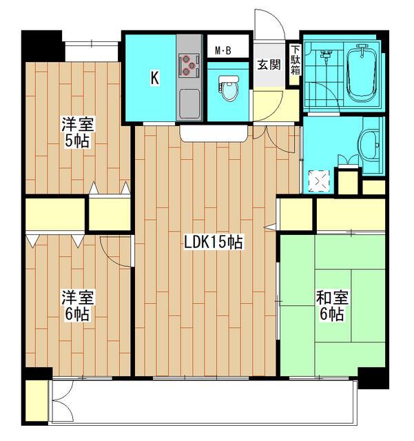 ウッドコート南橋本(3LDK/5階)の間取り写真