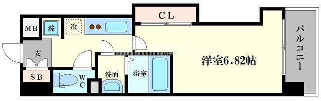 ラグゼ難波西II(1K/2階)の間取り写真